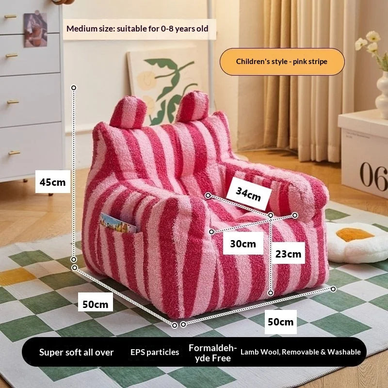 Lamb Fleece Kids Sofa Chair - Portable Cartoon Baby Armchair for Infants & Toddlers