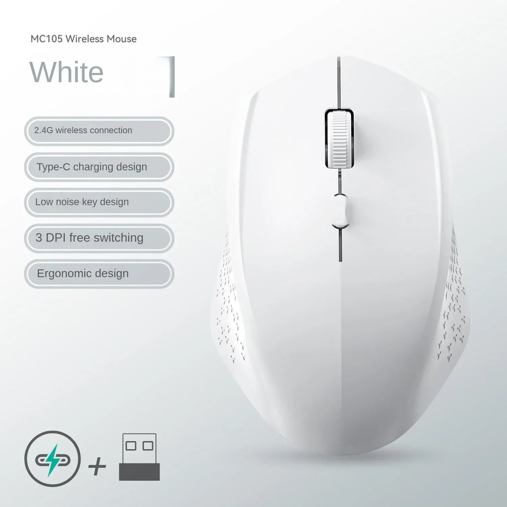 Bluetooth 5.2 + 2.4G Dual-Mode Wireless Mouse Rechargeable Silent 1600 DPI for Laptop Windows Mac Android