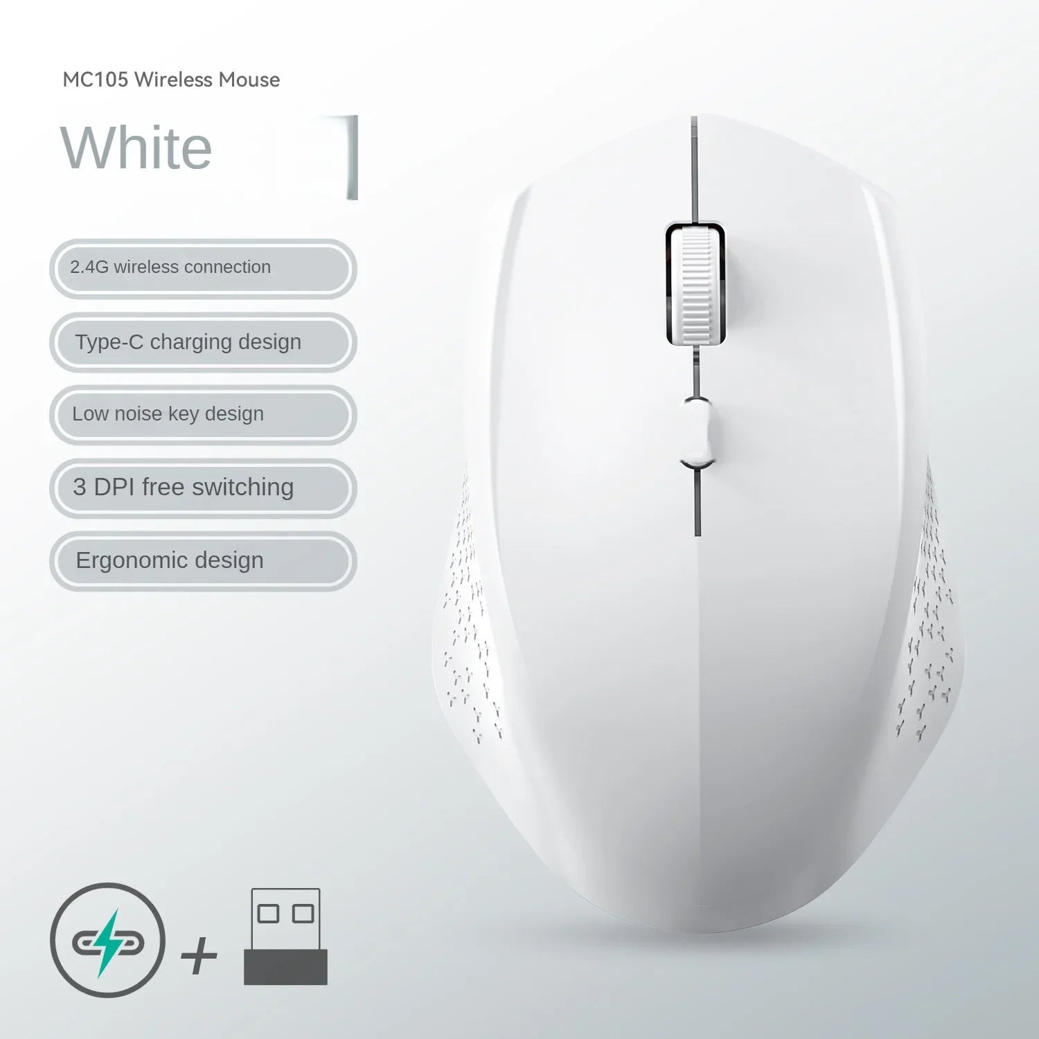 Bluetooth 5.2 + 2.4G Dual-Mode Wireless Mouse Rechargeable Silent 1600 DPI for Laptop Windows Mac Android