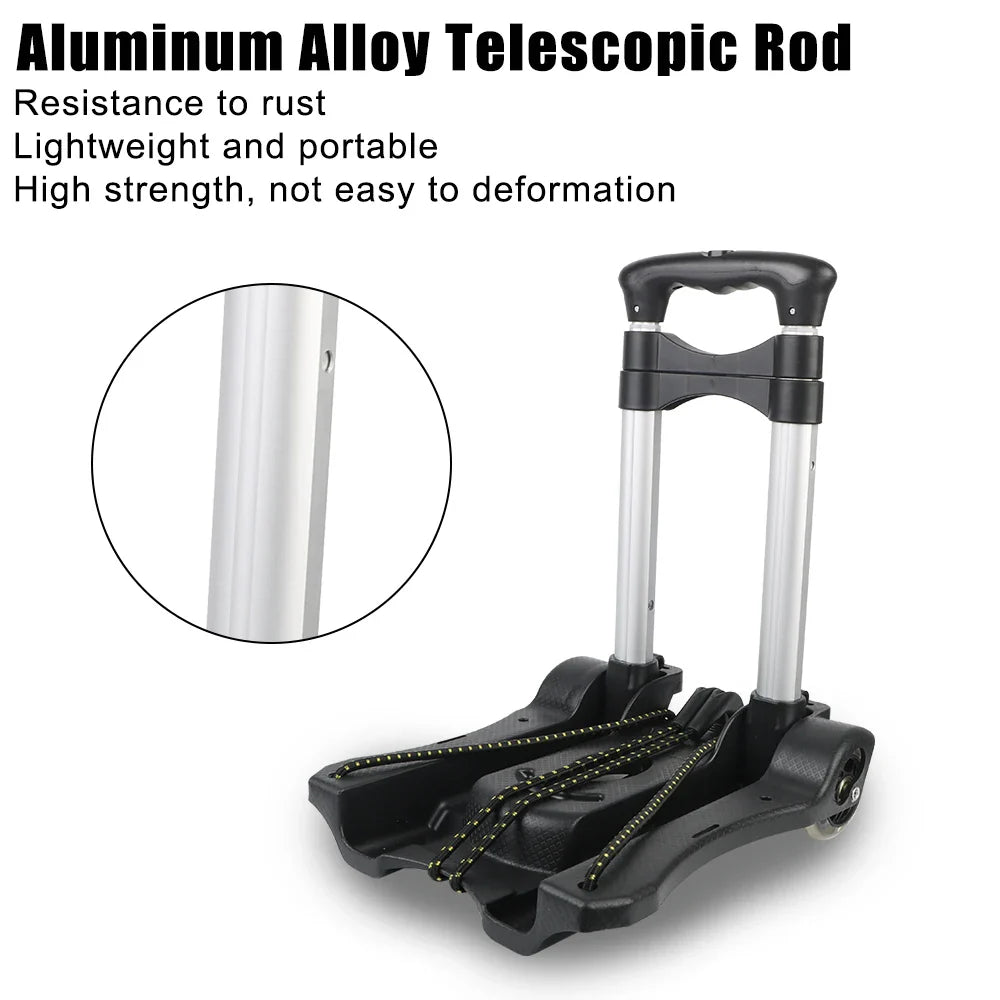 Foldable Two-Wheel Luggage Cart Heavy Duty Trolley for Travel & Shopping, 35kg (77 lb) Capacity