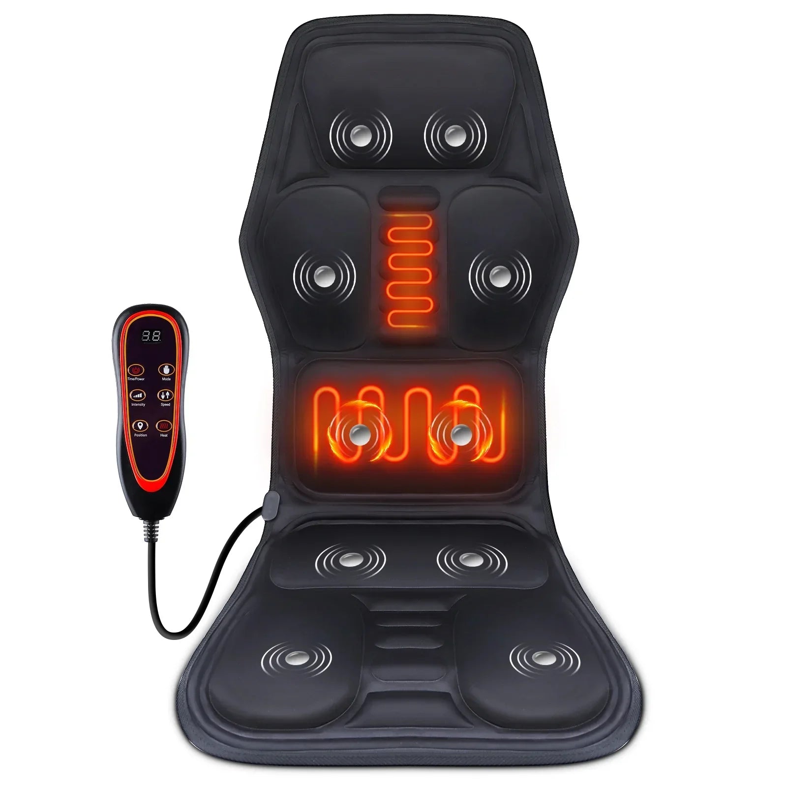 Infrared Electric Massage Chair Cushion – Heated Full-Body Back, Neck & Lumbar Vibration Massager for Car & Home