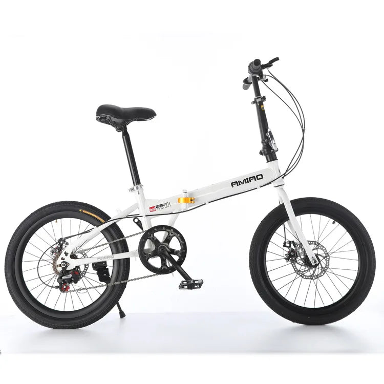 Adult 20-Inch (500mm) Foldable Bike – Portable Folding Bicycle with Front & Rear Disc Brakes, Multi-Speed Commuter Bike