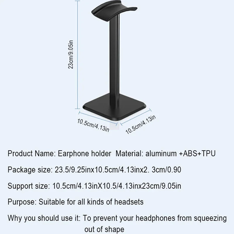 Detachable Black & White Headphone Stand – Universal Desktop Headset Holder for Gaming & Office