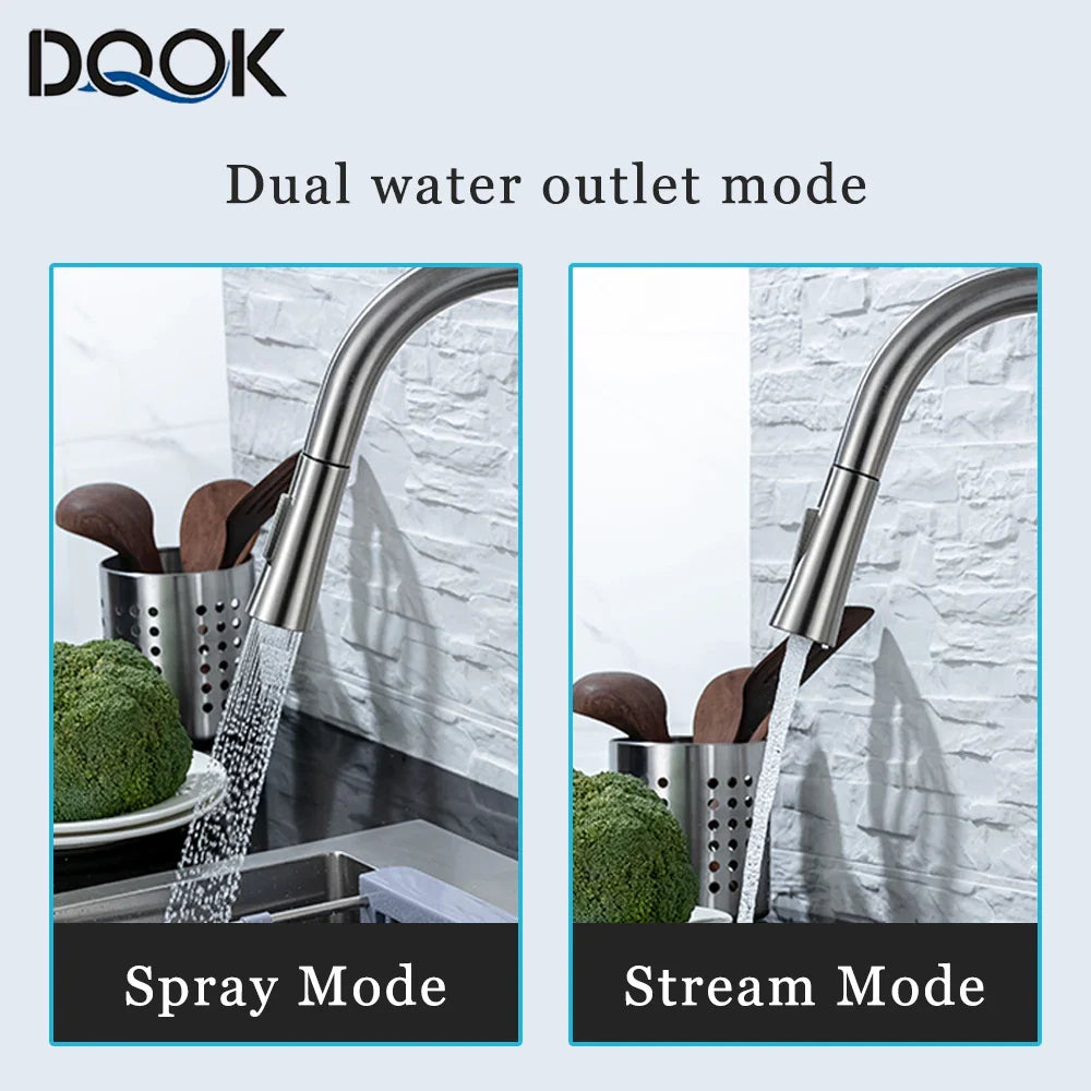 Touch Sensor Pull-Out Kitchen Faucet, Brushed Nickel & Matte Black Stainless Steel, Single-Handle Touch Control