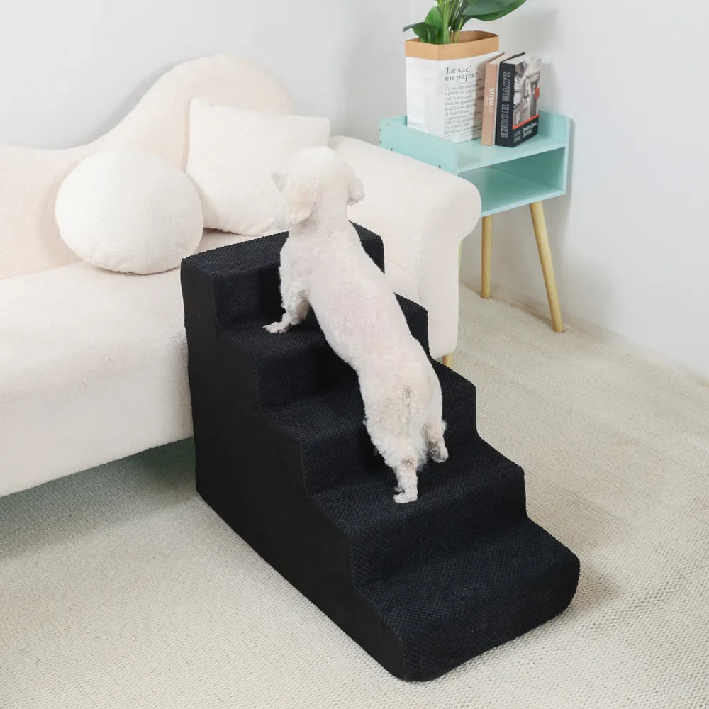 4-5-Step Memory Foam Dog & Cat Stairs with Removable Washable Cover – Pet Ramp Ladder