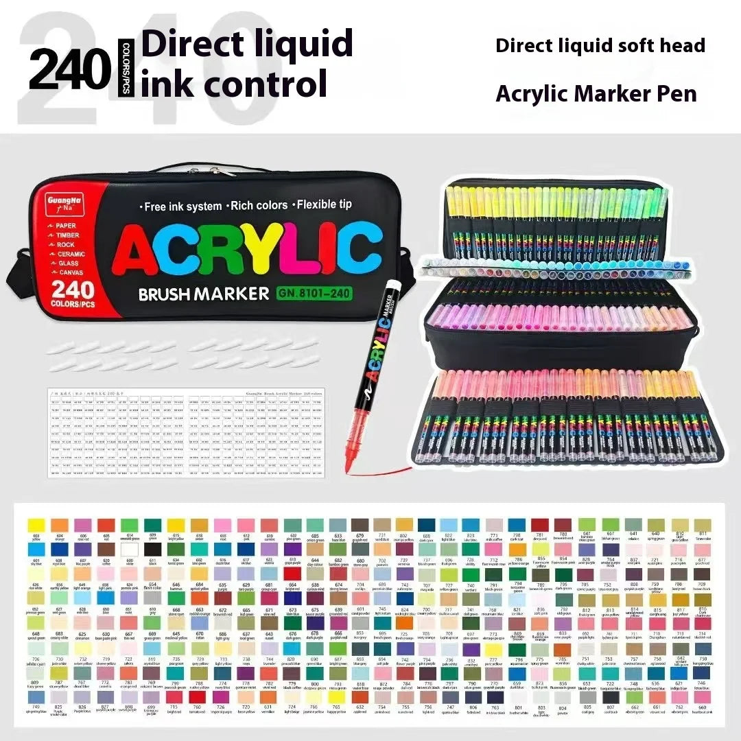 Acrylic Paint Pens Set - Multi-Tip Brush & Marker for Rock Painting, Stone & Ceramic Art (12 to 240 Colors)