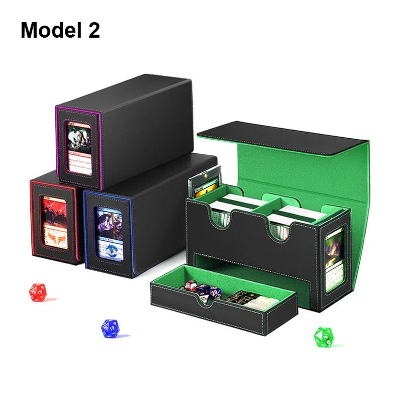 3-in-1 Deck Box Card Storage - Fits 200+ Single-Sleeved Cards, 4 Dividers & 2 Toploaders for MTG TCG CCG