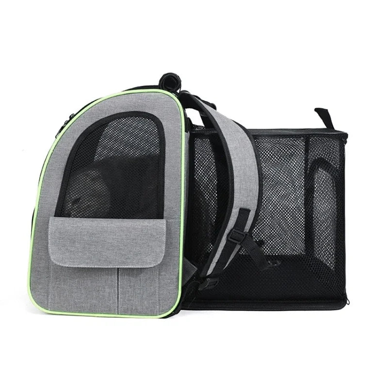 Expandable Cat Carrier Backpack with Shade Cover, Breathable Mesh Pet Travel & Hiking Bag