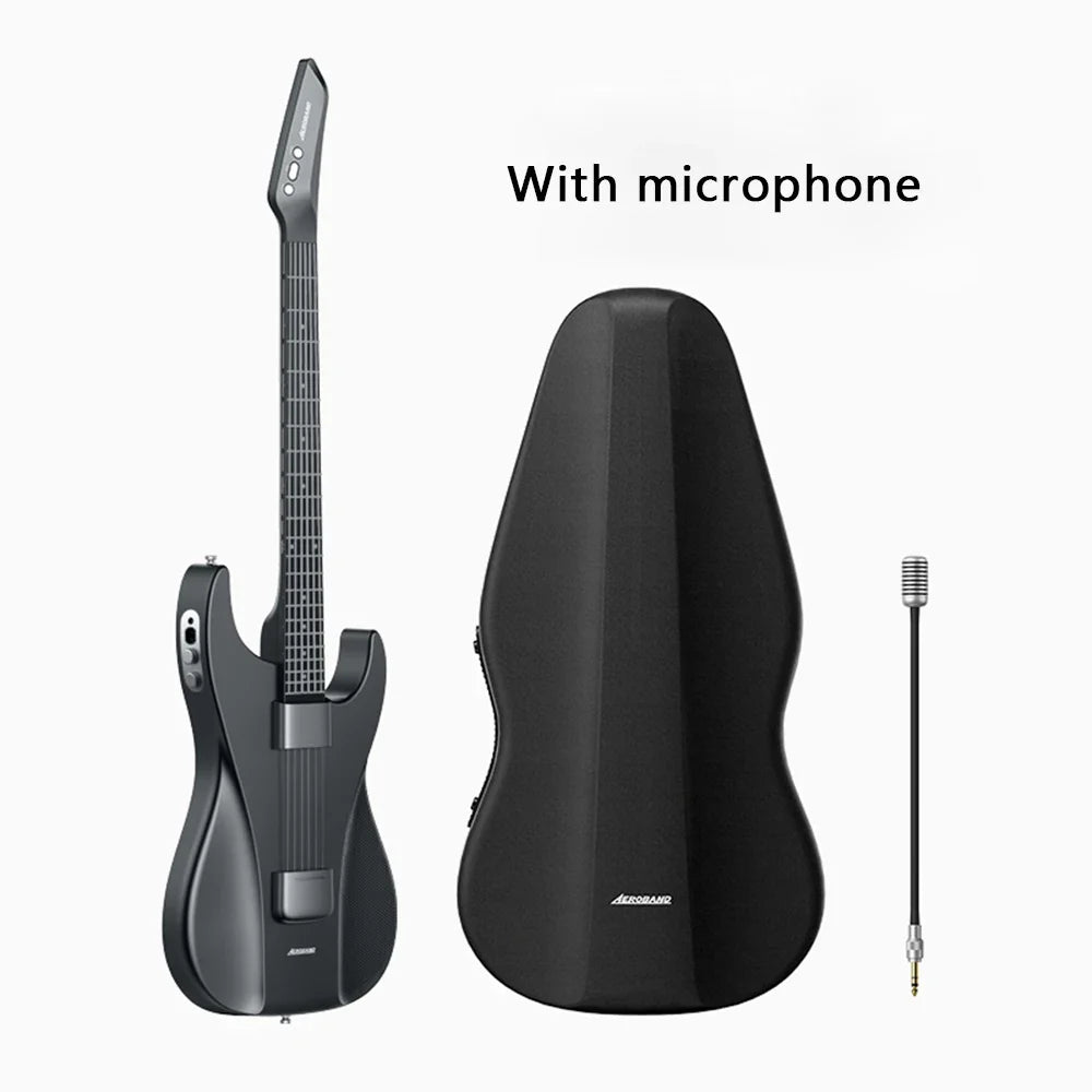 Smart Hybrid Portable Guitar – Pain-Free Silicone Strings, 9 Instrument Sounds (Electric, Acoustic, Bass, Ukulele), Built-in Speaker & Mic, MIDI Controller, 13,500mAh Battery