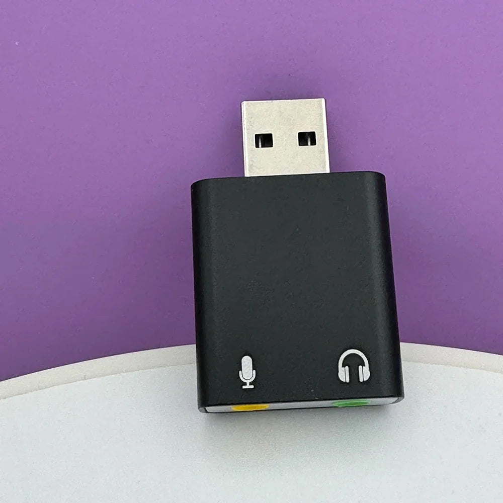 USB External Sound Card Adapter – 3.5mm Headset & Mic Audio Interface, USB 2.0 Plug & Play for PC & Mac