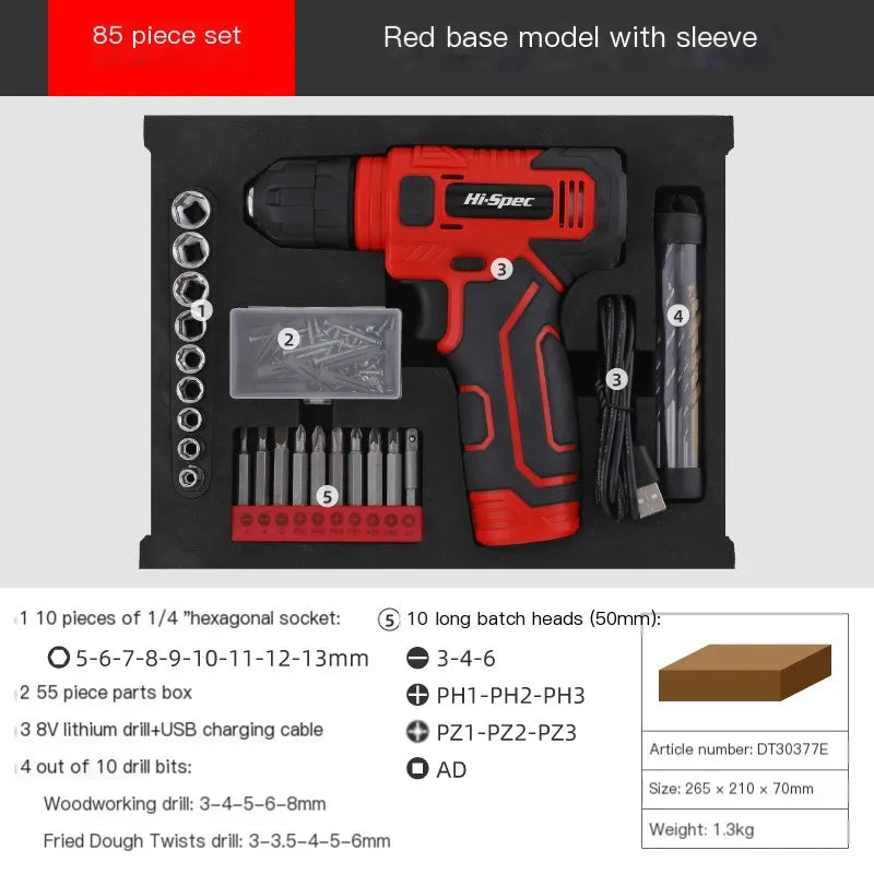 133-Piece Pink Power Tool Set with 8V Lithium Cordless Drill, Magnetic Precision Bits & 3-Tier Toolbox