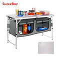 Folding Camping Kitchen Table with MDF Top – Portable Adjustable-Height Outdoor Cooking & BBQ Table for RVs and Picnics (47.2 x 18.5 in / 120 x 47 cm)