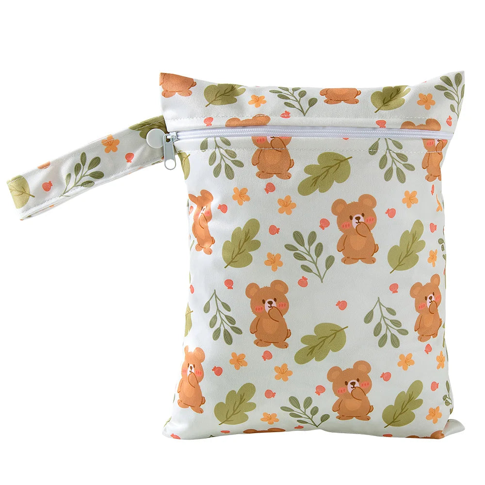 Waterproof PUL Wet/Dry Diaper Bag 20 x 25 cm (7.9 x 9.8 in) Travel Stroller Mini Handbag with Zipper