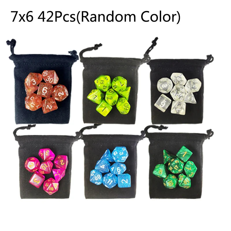 Multicolor Polyhedral RPG Dice Sets — 7-Piece D20 D12 D10 D8 D6 D4 with Bag, Multiple Pack Options (3/6/10/15/20 Sets)