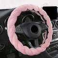 Fluffy Plush Steering Wheel Cover 38 cm (15 in) Pink, Warm Non-Slip Grip, Easy Install