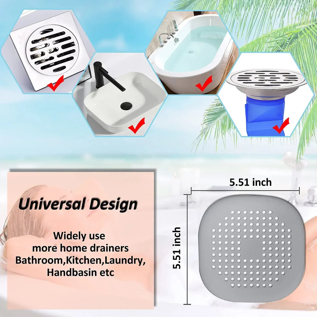 Silicone Suction Hair Catcher Shower Drain Strainer — Sink & Bathtub Plug Stopper