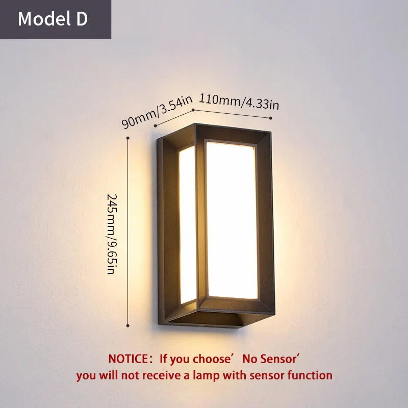 LED Outdoor Wall Light with Radar Motion Sensor - Waterproof Modern Porch & Garden Lamp AC85-265V