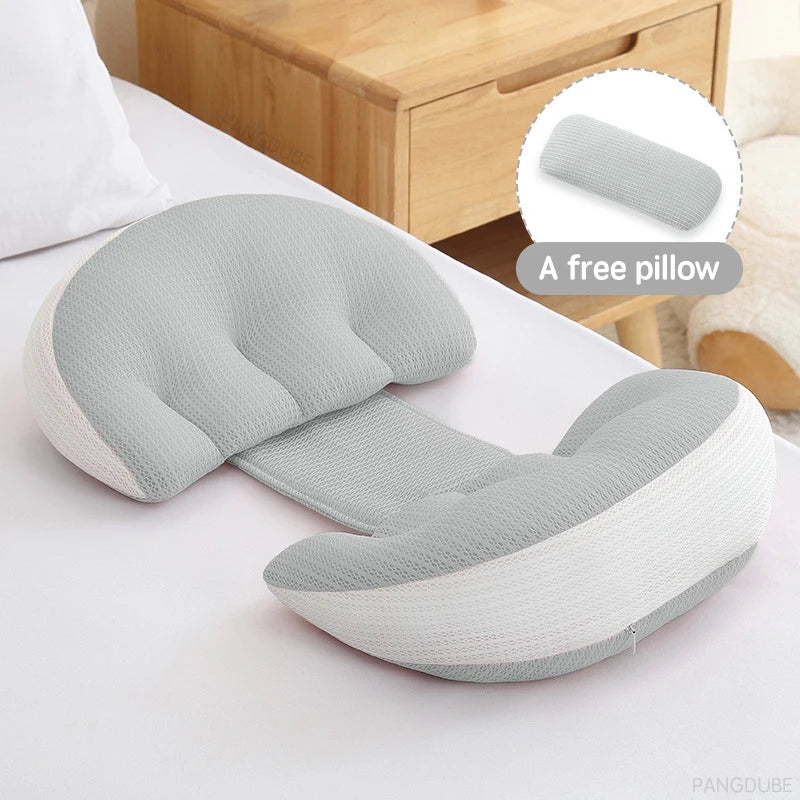 Pregnancy Body Pillow with Free Waist Support Pillow — Cotton-Polyester Maternity Sleeping Pillow, 64–78 × 36 cm (25–30.7 × 14 in)