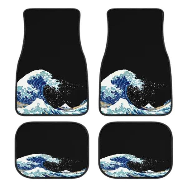 Great Wave Off Kanagawa 4-Piece All-Weather Car Floor Mats - Universal Fit for SUVs, Sedans, Trucks