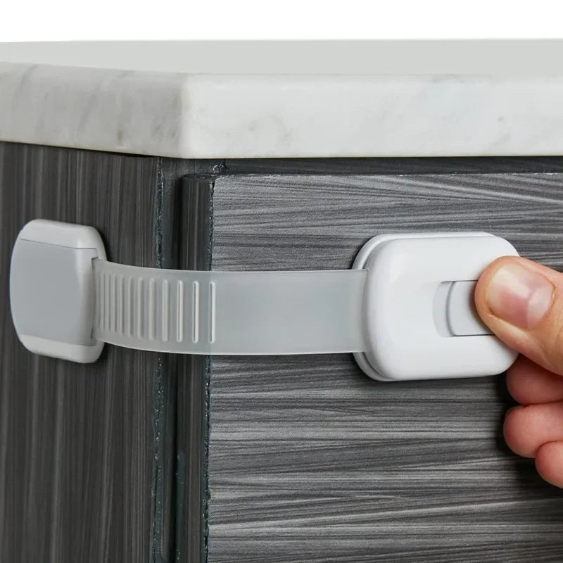 Baby Safety Cabinet Locks – Adhesive Childproof Drawer & Door Latches, Secure Strap Locks for Cabinets & Drawers