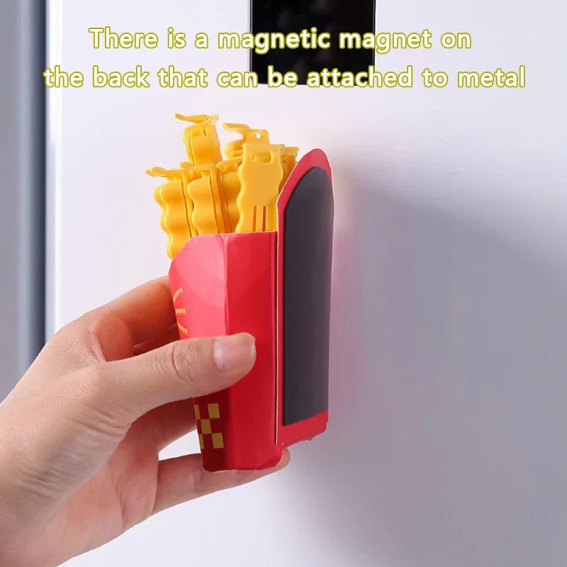 12-Pack Potato-Shaped Bag Clips with Magnetic Storage Box – Food & Snack Sealer Clips for Kitchen Refrigerator