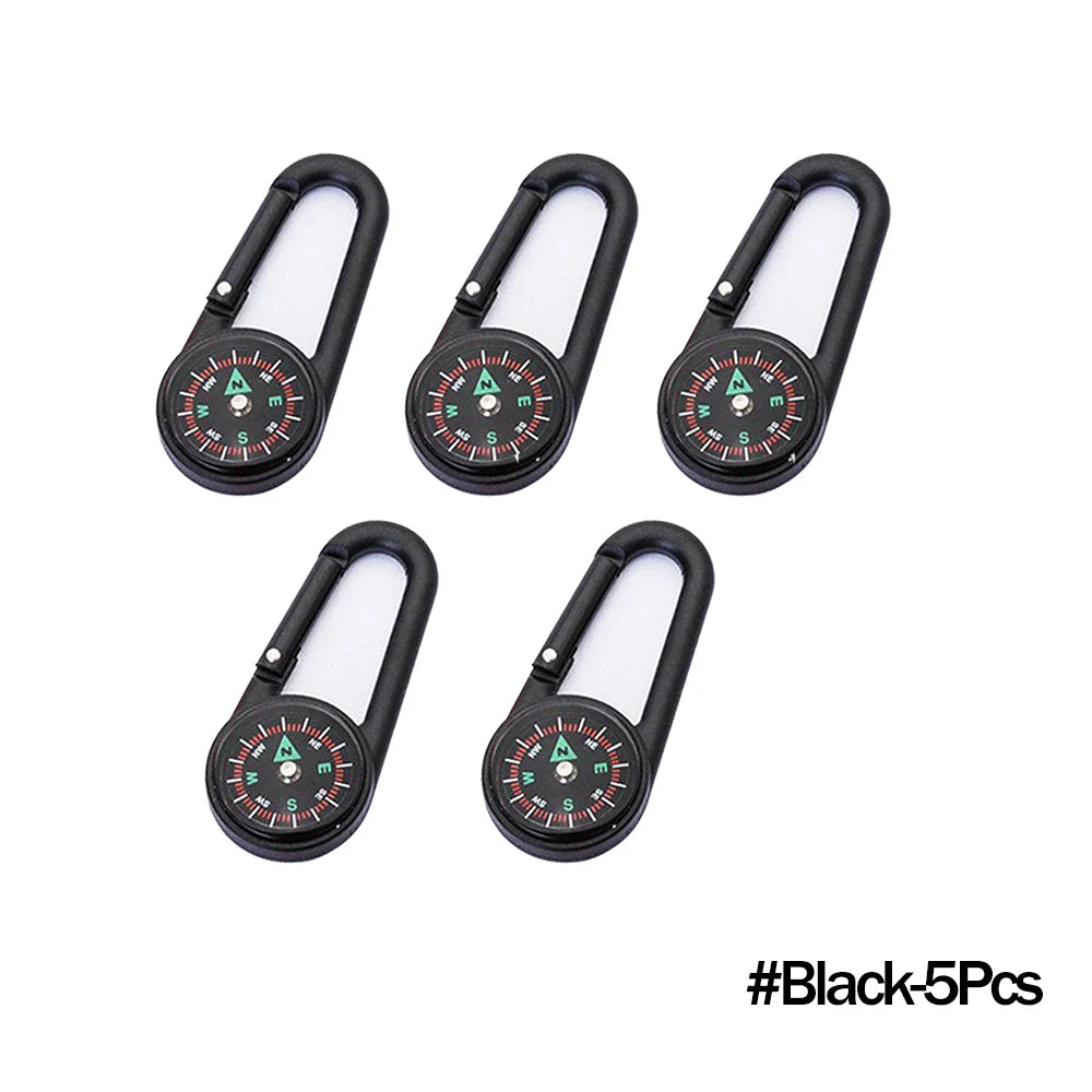 Mini Compass Carabiner Keychain — Camping & Hiking Backpack Buckle Survival Tool