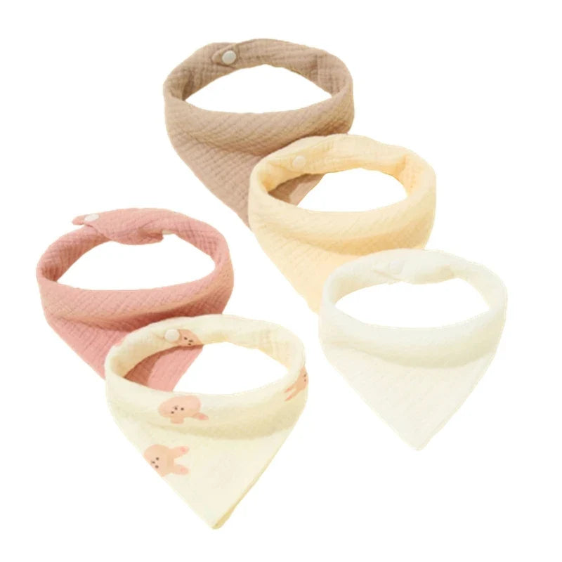 5-Pack Cotton Baby Drool Bibs Soft Absorbent Button Closure Unisex Newborn Infant Feeding Bibs