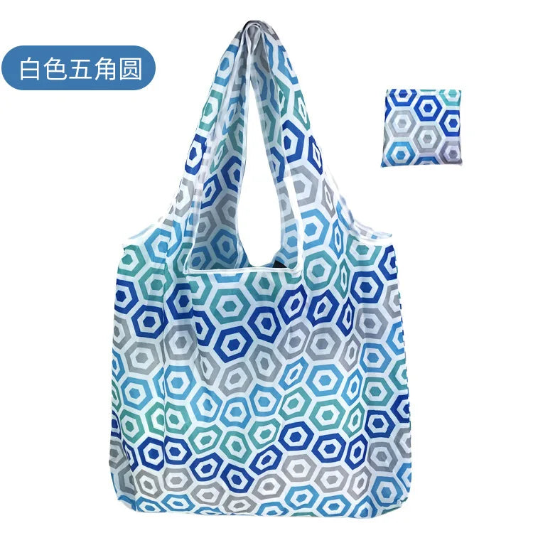 Large Foldable Reusable Shopping Tote Bag, Eco Grocery & Beach Shoulder Bag, Packable Polyester