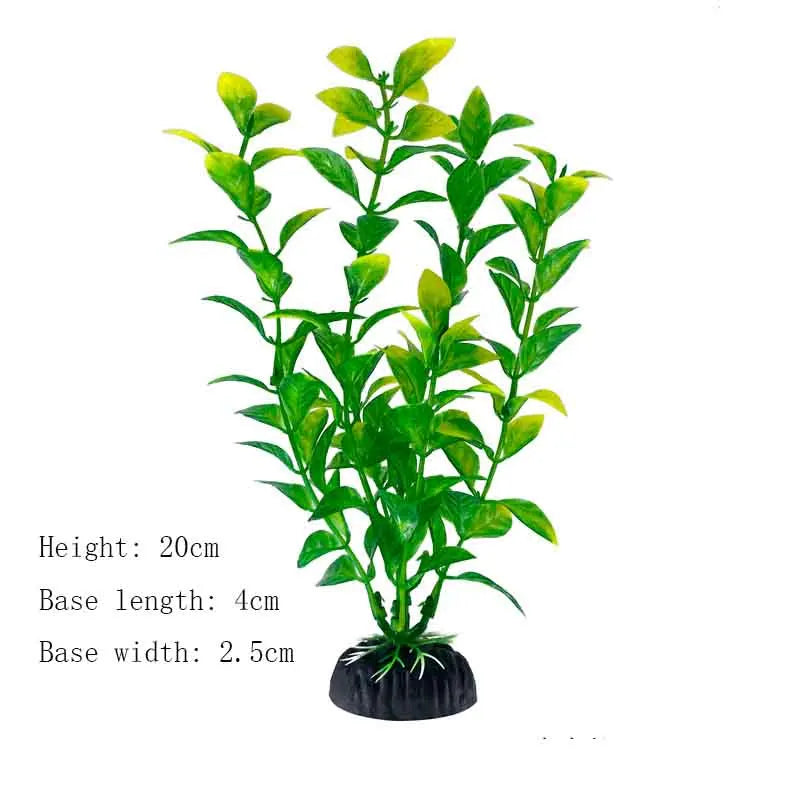 Artificial Aquarium Plants – Plastic Underwater Green Shrubs with Resin Base, Fish Tank Decoration