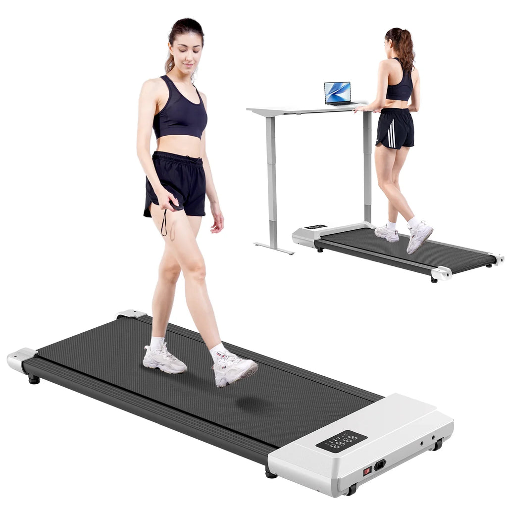 2-in-1 Portable Walking Pad Treadmill for Home & Office — Under-Desk Mini Treadmill with LCD Screen, Quiet, 250 lb Capacity