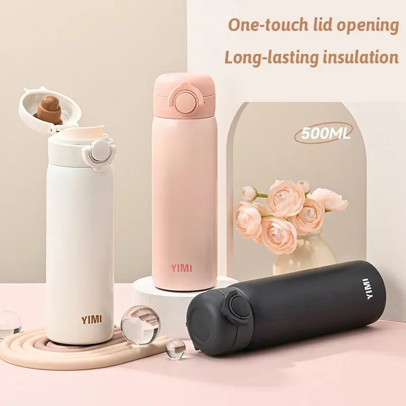 500ml (17oz) Vacuum Insulated Bottle – 316 Stainless Steel Thermal Tumbler, Hot & Cold Leakproof Travel Flask