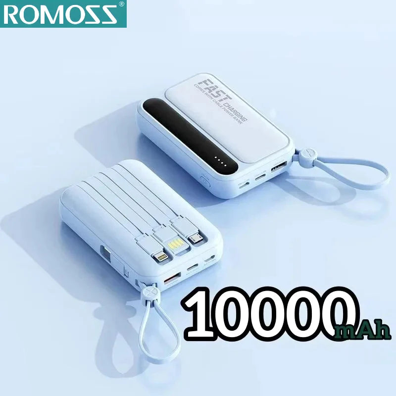 4-in-1 Portable Power Bank with Built-In Cables & LED Digital Display — 10,000/30,000/50,000mAh, 120W Fast Charge