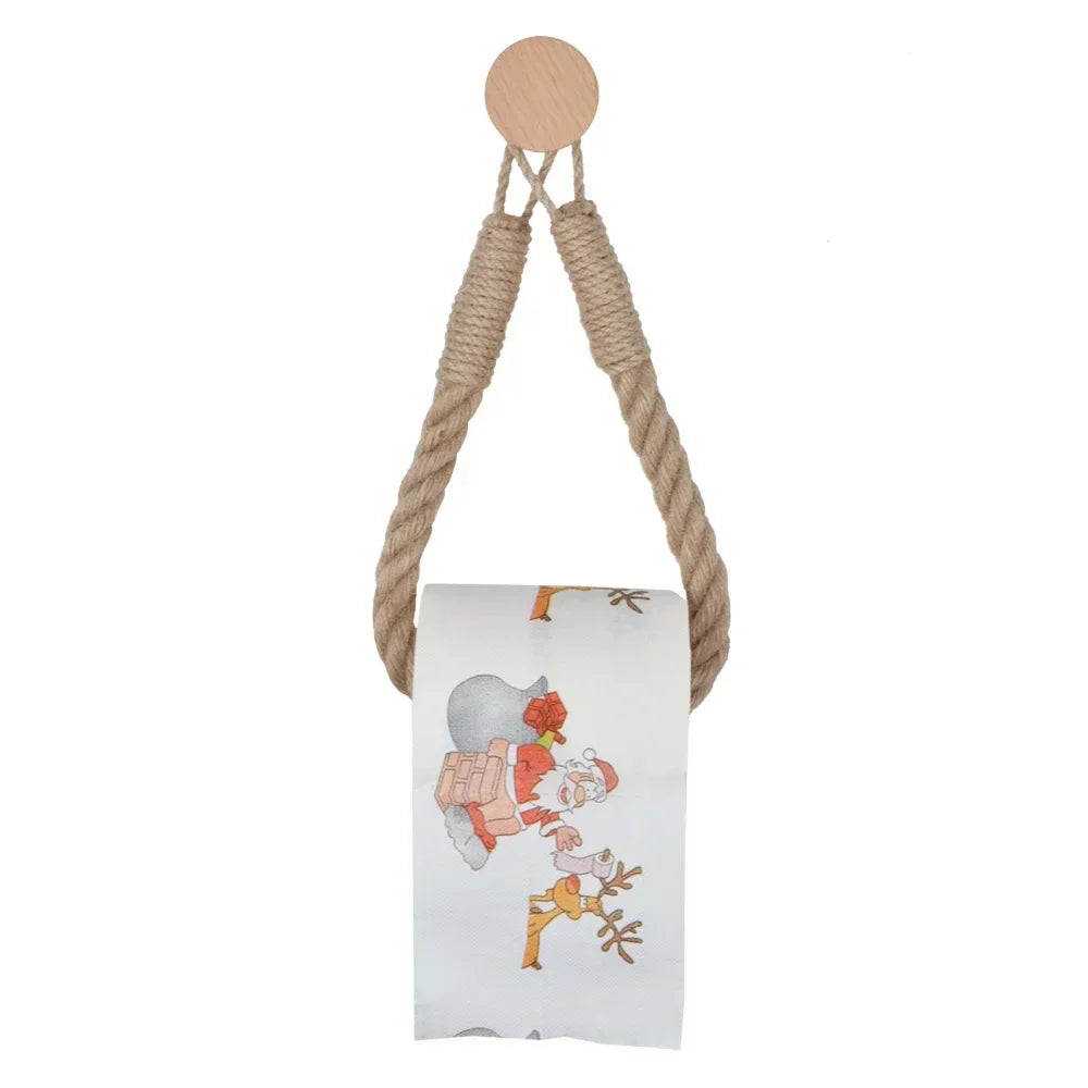 Nail-Free No-Drill Rope Paper Towel & Toilet Roll Holder - Wall-Mounted Towel Rack and Tissue Hook