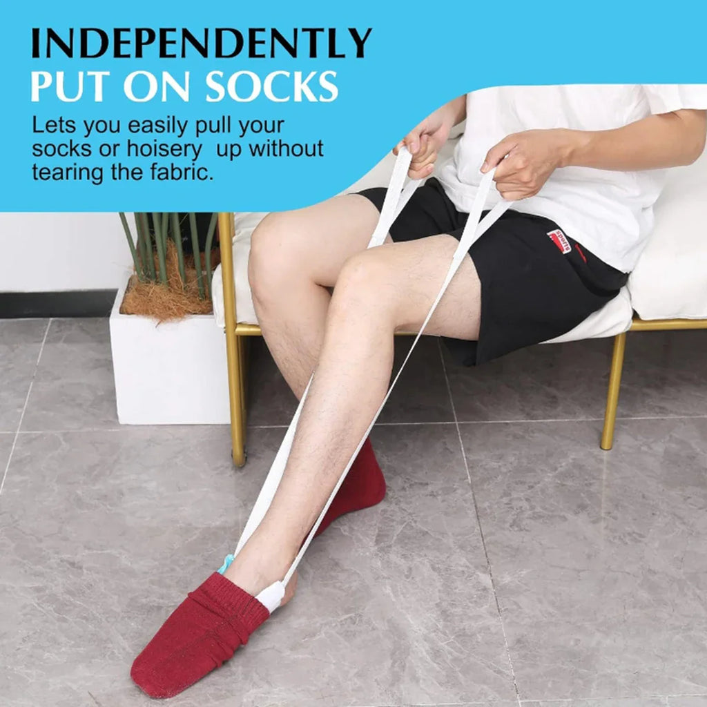 No-Bend Sock Aid Dressing Tool - Easy On/Off Sock Helper for Pregnant Women & Mobility Support, Green