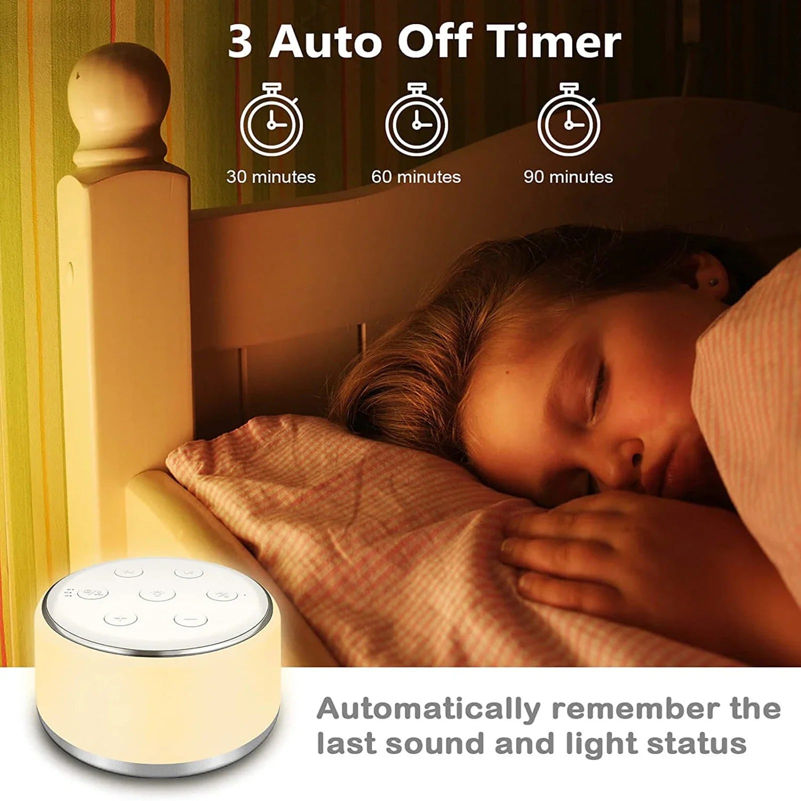 White Noise Machine for Baby – Portable Sleep Sound Machine with 34 Soothing Sounds, 7-Color Night Light, Timer & USB-C Rechargeable
