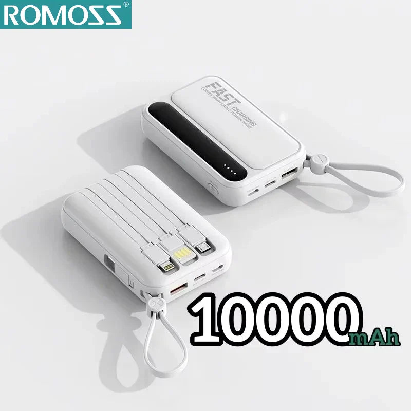 4-in-1 Portable Power Bank with Built-In Cables & LED Digital Display — 10,000/30,000/50,000mAh, 120W Fast Charge