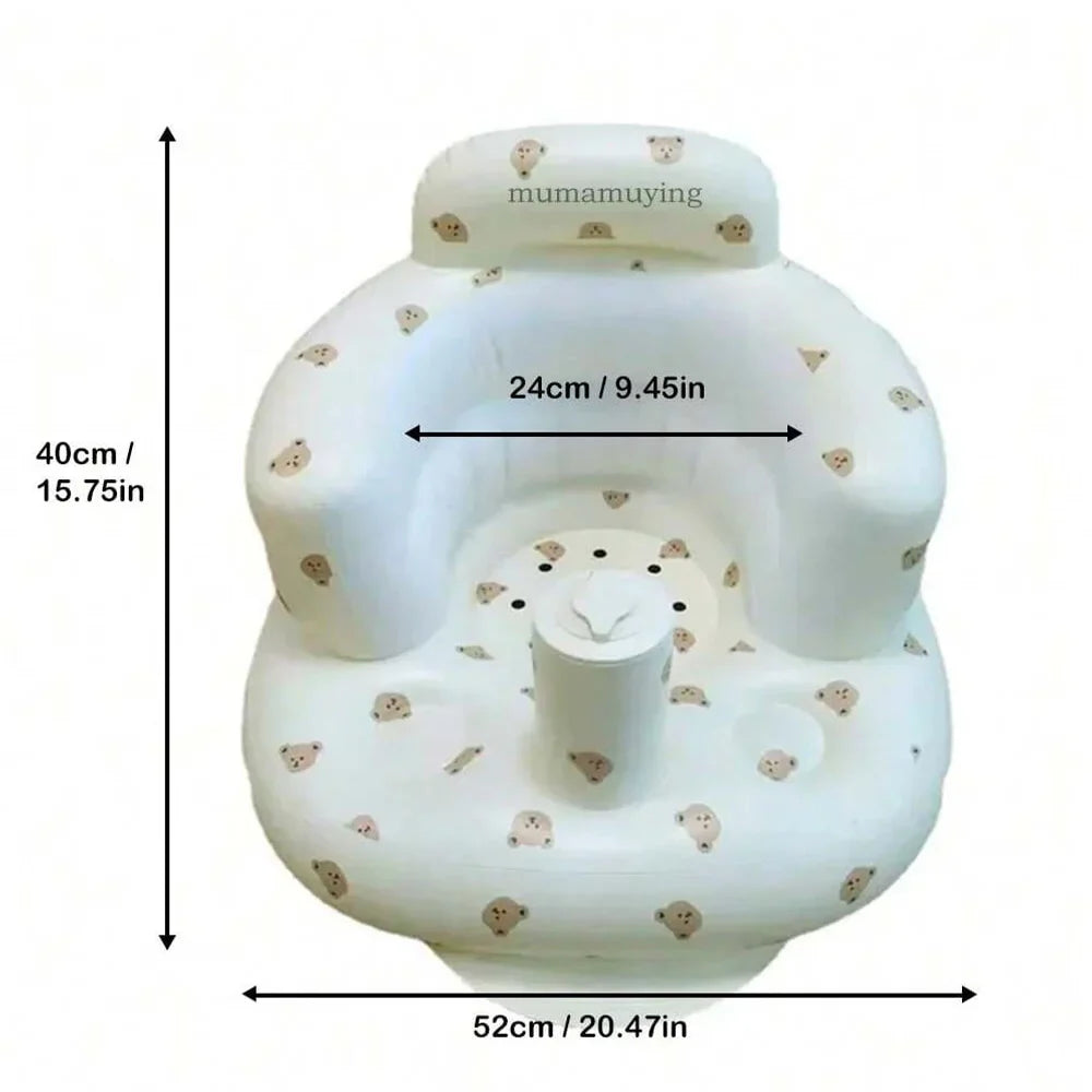 Portable Inflatable Baby Seat — PVC Infant Sofa & Bath Stool, Multifunctional Learning/Sitting Practice Chair (57×48×35 cm / 22.4×18.9×13.8 in)