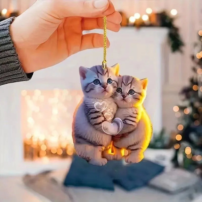 Cat-Shaped Rearview Mirror Ornament – Cute Hanging Car Pendant Car Interior Decor