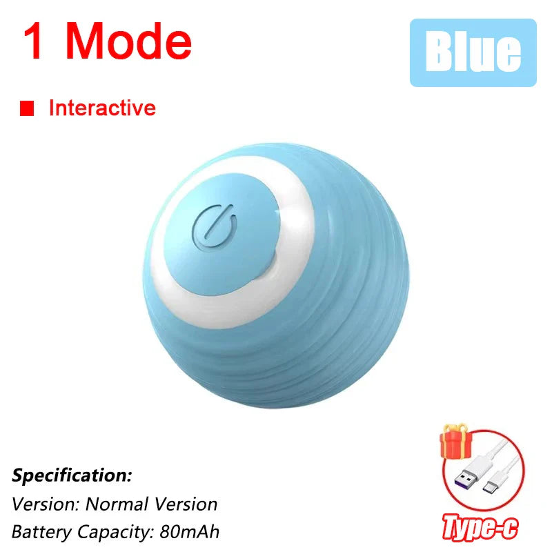 Interactive Automatic Rolling Ball Toy for Cats and Dogs, Rechargeable Smart Pet Toy with Faux Tail