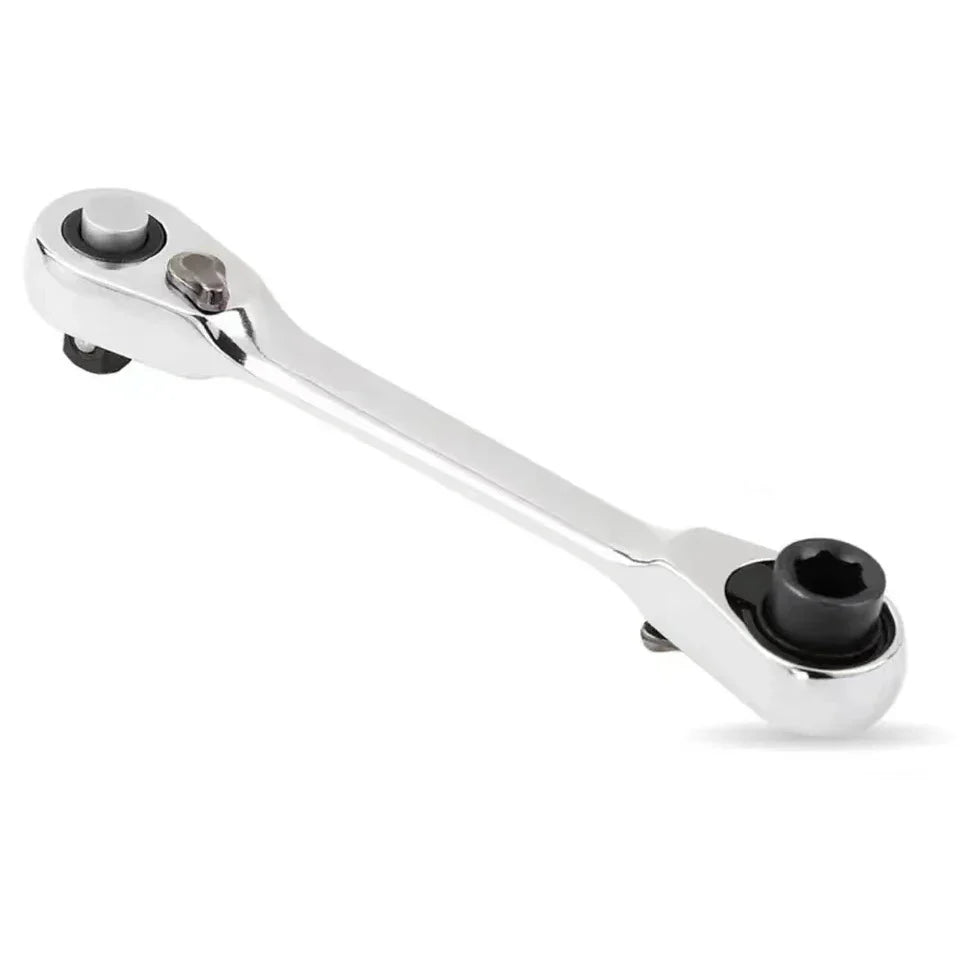 Mini 1/4 in (6.35 mm) 2-in-1 Ratchet Wrench Double-Ended Quick Socket Hex Driver
