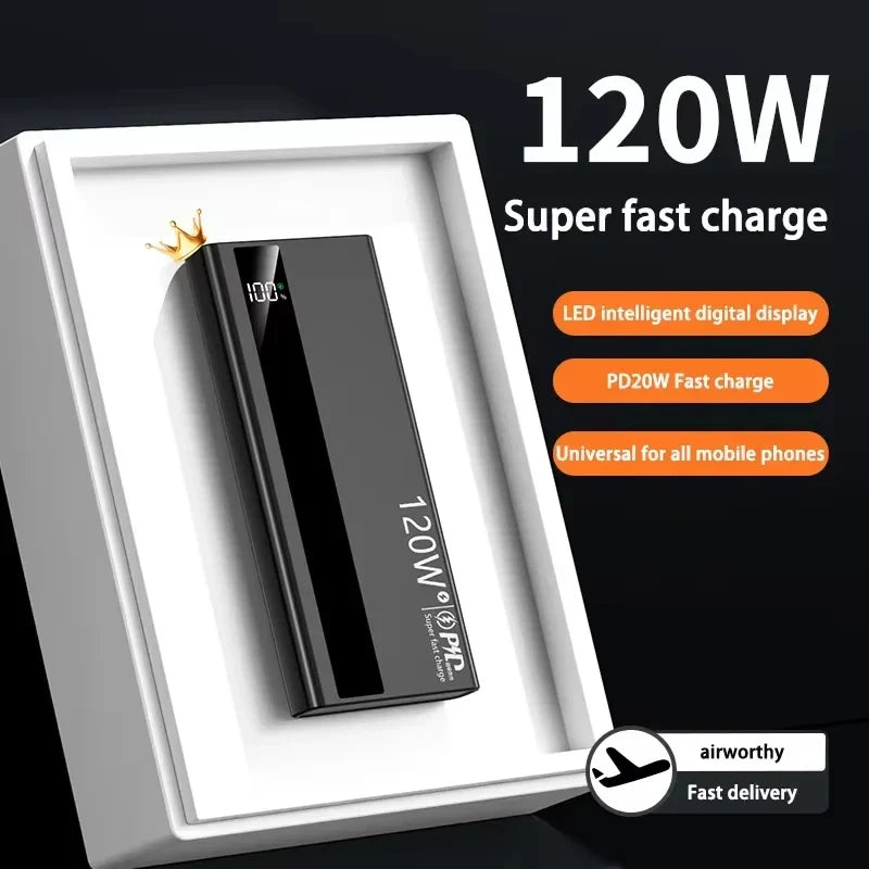 500000mAh 120W Fast Charging High-Capacity Portable Power Bank External Battery Charger for iPhone & Samsung