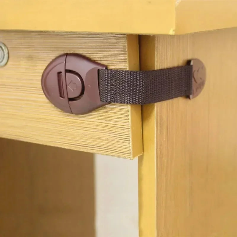 Baby Childproof Safety Strap Lock for Cabinets Drawers Refrigerator Toilet Lid – 5-Pack