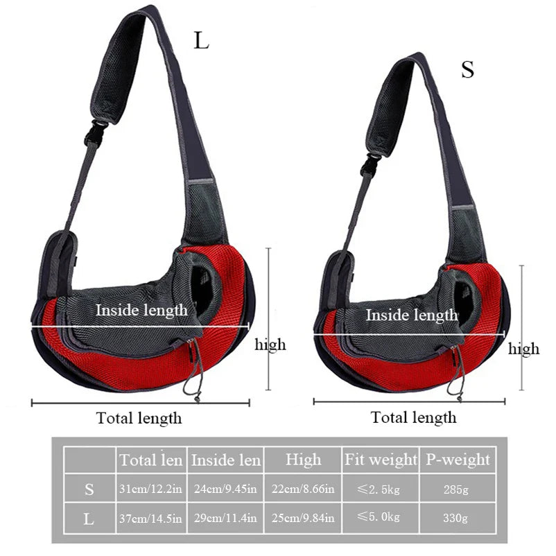Portable Nylon Pet Carrier Sling – Hands-Free Shoulder Crossbody Bag for Small Dogs & Cats