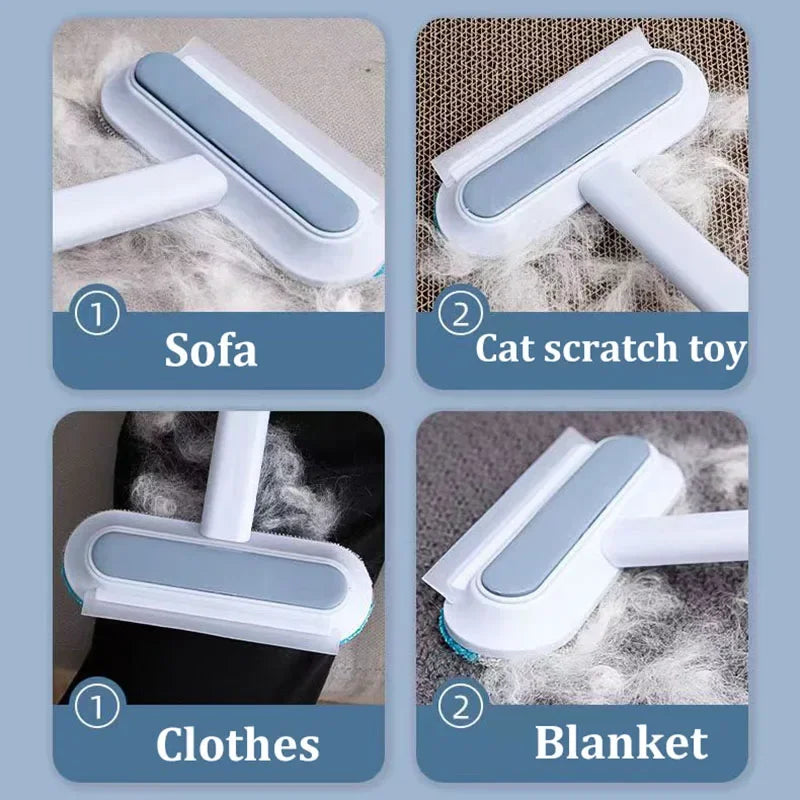 Pet Hair Removal Set – Reusable Double-Sided Grooming Gloves & Detachable Lint Brush for Dog & Cat Fur on Carpets, Sofas & Clothing