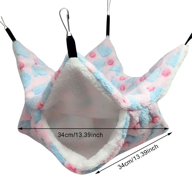 Fleece Hammock Hideout for Small Pets - Hamster, Guinea Pig, Sugar Glider, Rat | 20x20 cm (7.9x7.9 in) & 34x34 cm (13.4x13.4 in)