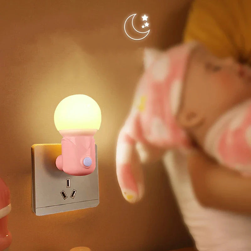 2-Color Dimmable LED Night Light EU/US Plug - Eye-Protection Bedside Lamp for Nursery, Bedroom & Living Room