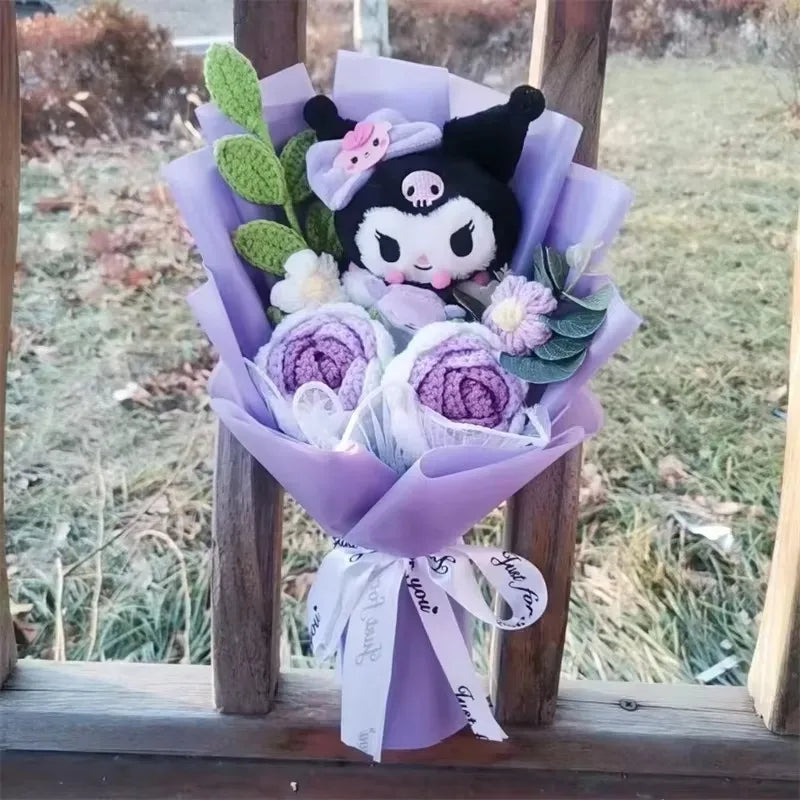 Kawaii Cat Plush Bouquet with Soap Rose Flowers — Cute Valentine's Day, Birthday & Graduation Gift