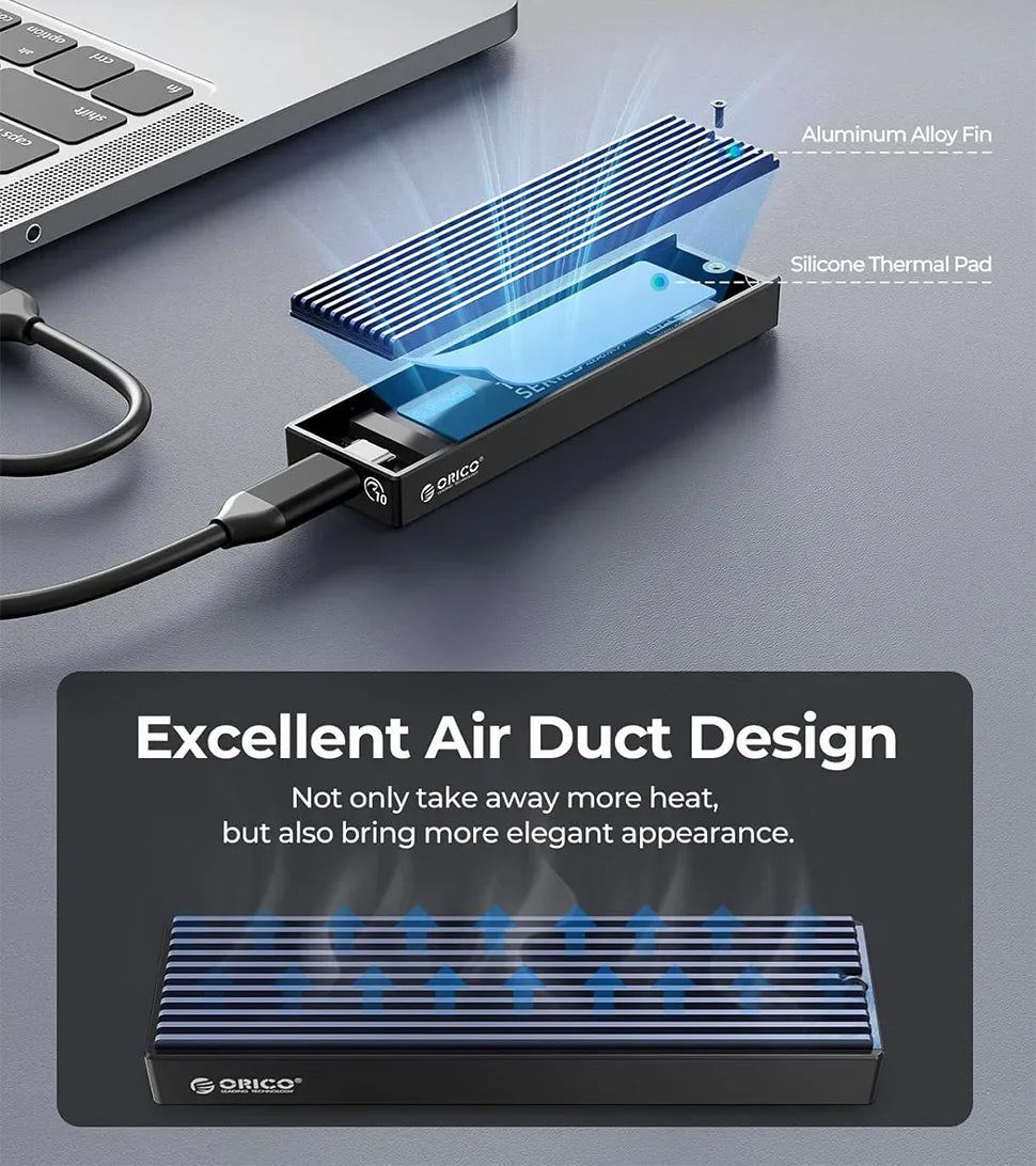 M.2 NVMe & SATA External SSD Enclosure USB-C / USB-A 10Gbps (USB 3.2 Gen2) Compatible with 2230/2242/2260/2280 Up to 4TB