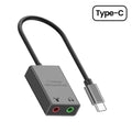 USB/USB-C to 3.5mm External Sound Card Adapter — Mic & Headphone for Laptop, MacBook, PC