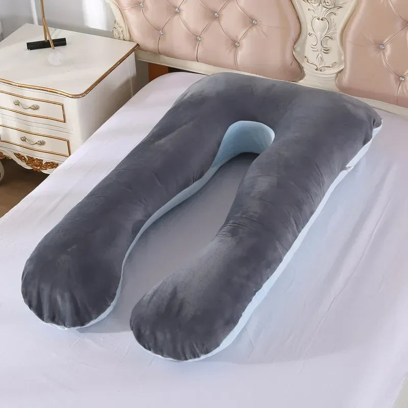 U-Shaped Maternity Pregnancy Pillow – Full-Body Support for Sleep & Nursing, Velvet Cover, Removable Washable – 120×70 cm (47×28 in) & 140×75 cm (55×30 in)